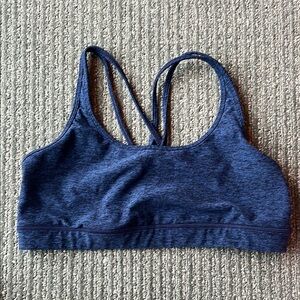 Blue Seamless Strappy Sports Bra - Women's Comfort Support